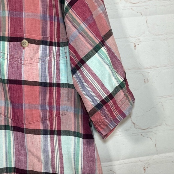 Vintage Eddie Bauer Plaid Button Up Shirt Mens Size Large Pink Colorful 90’s - Picture 6 of 10